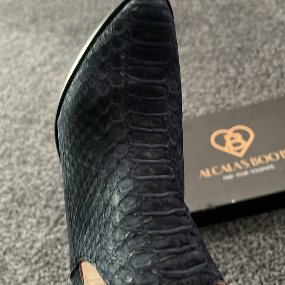 Handmade blue python boots - Picture 4 of 4